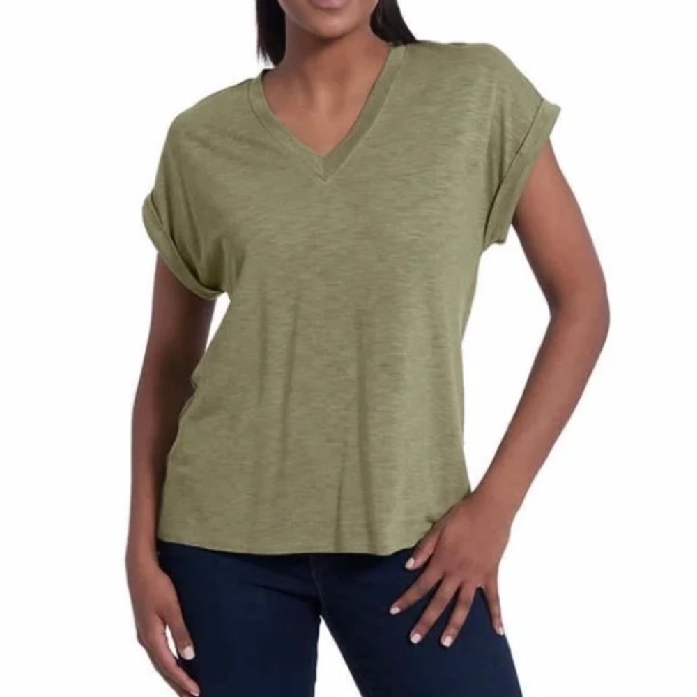 JESSICA SIMPSON Soft Jersey Knit Short Sleeve Tee - Kalamata - NEW